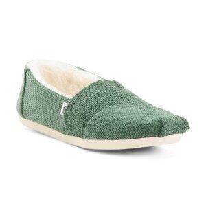 NEW TOMS Alpargata Classic Shoes faux fur lining, green for women 267tn